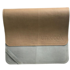 Uniklook tan-gray vegan leather mat front view; premium feel and versatile use.