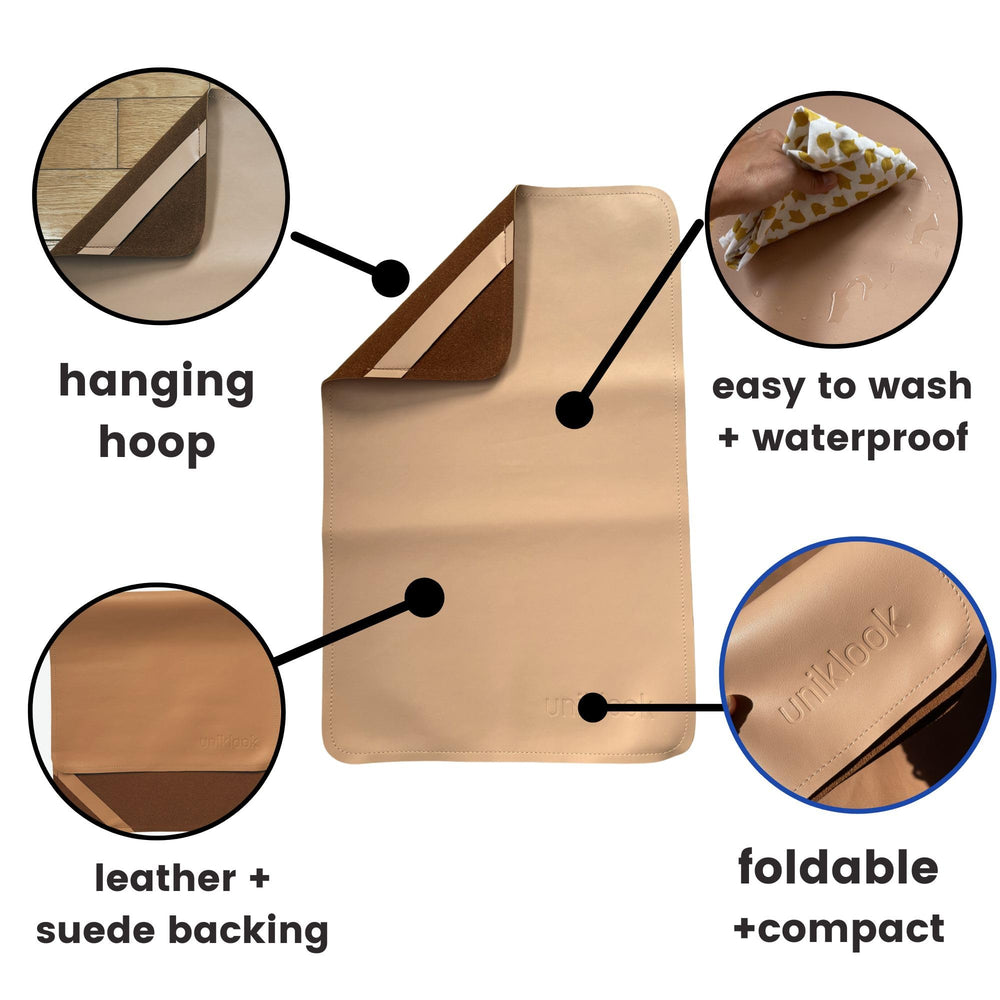 UNIKLOOK vegan leather changing mat 16x30, versatile for home and travel.