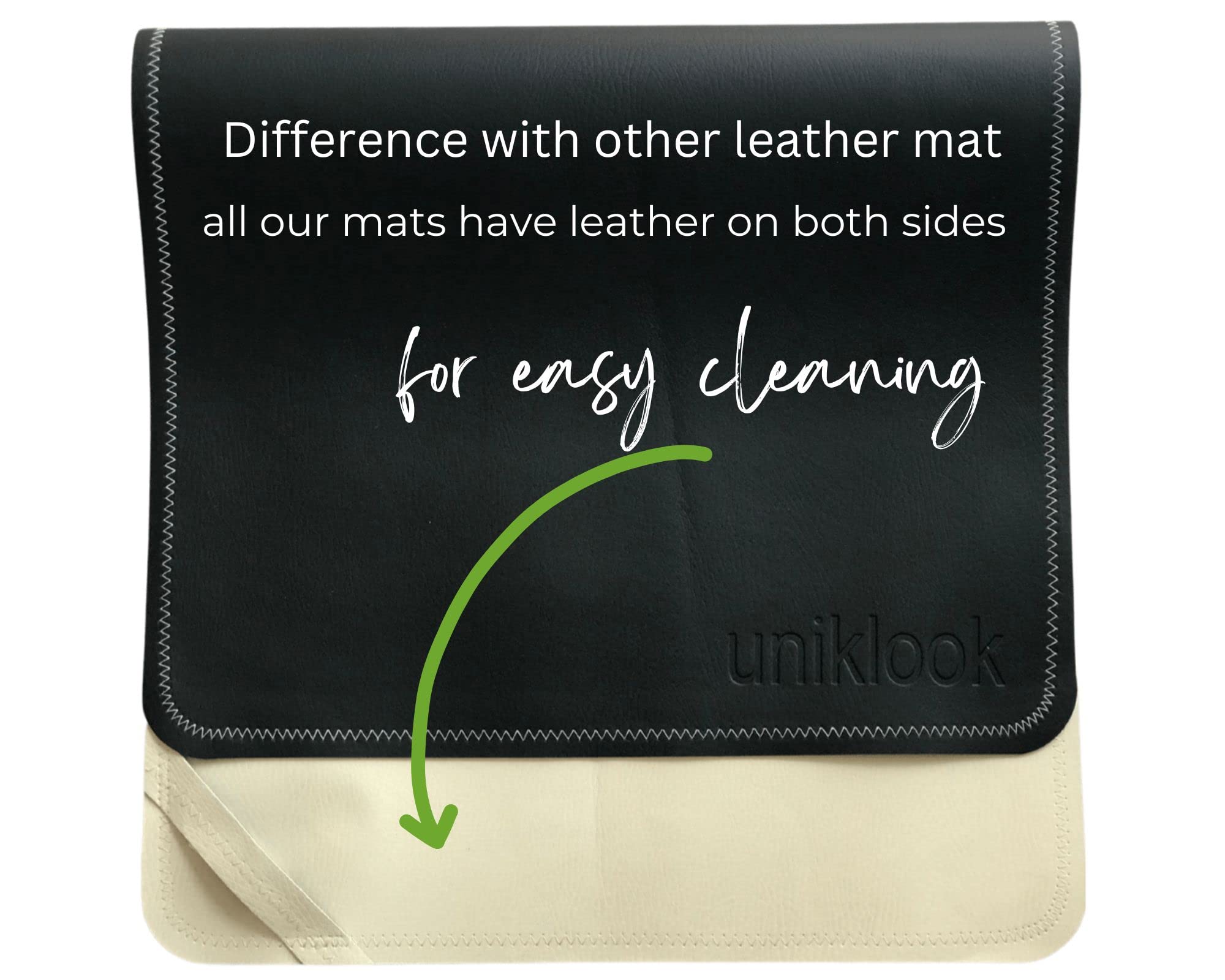 Uniklook waterproof surface stays clean with wipes on the go.