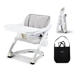 Unilove Feed Me 3-in-1 high chair setup showing growth from infancy to toddler seating.