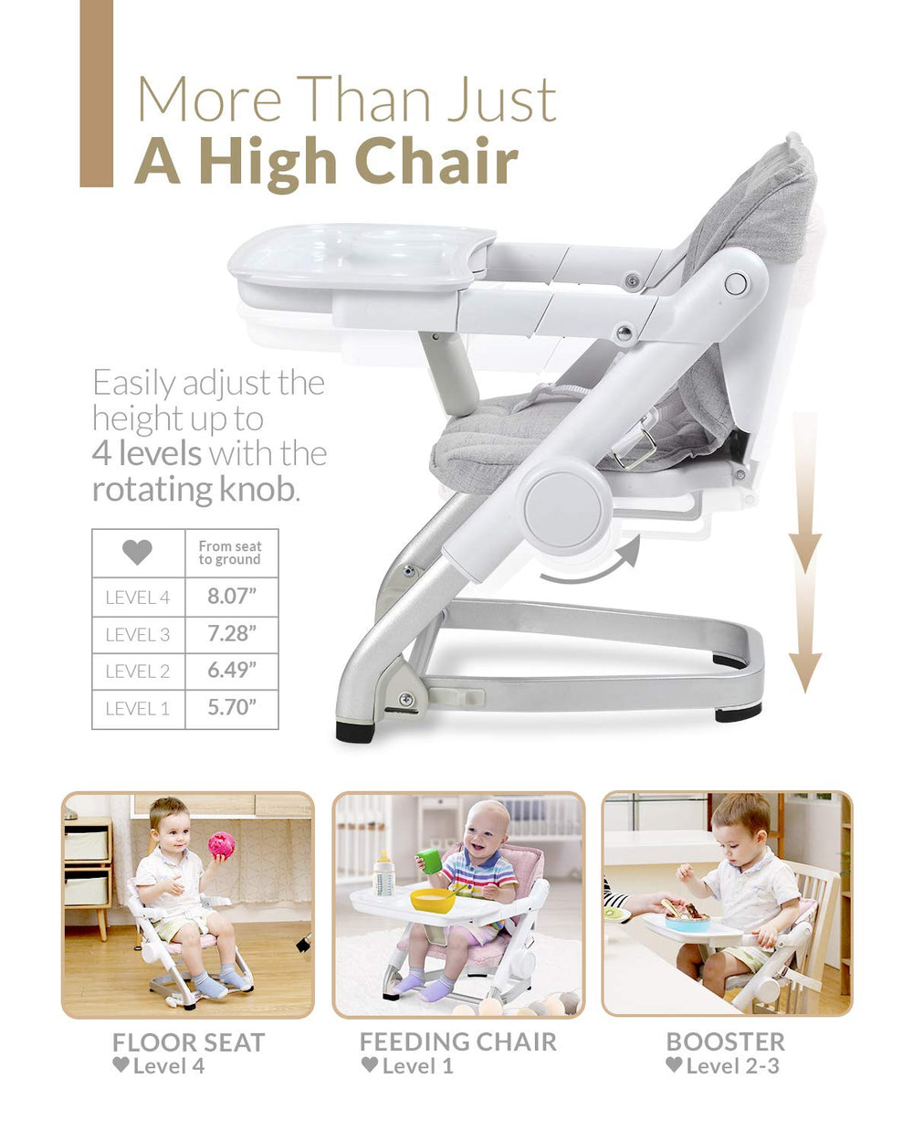 Unilove Feed Me swivel tray in use for quick in-and-out seating.