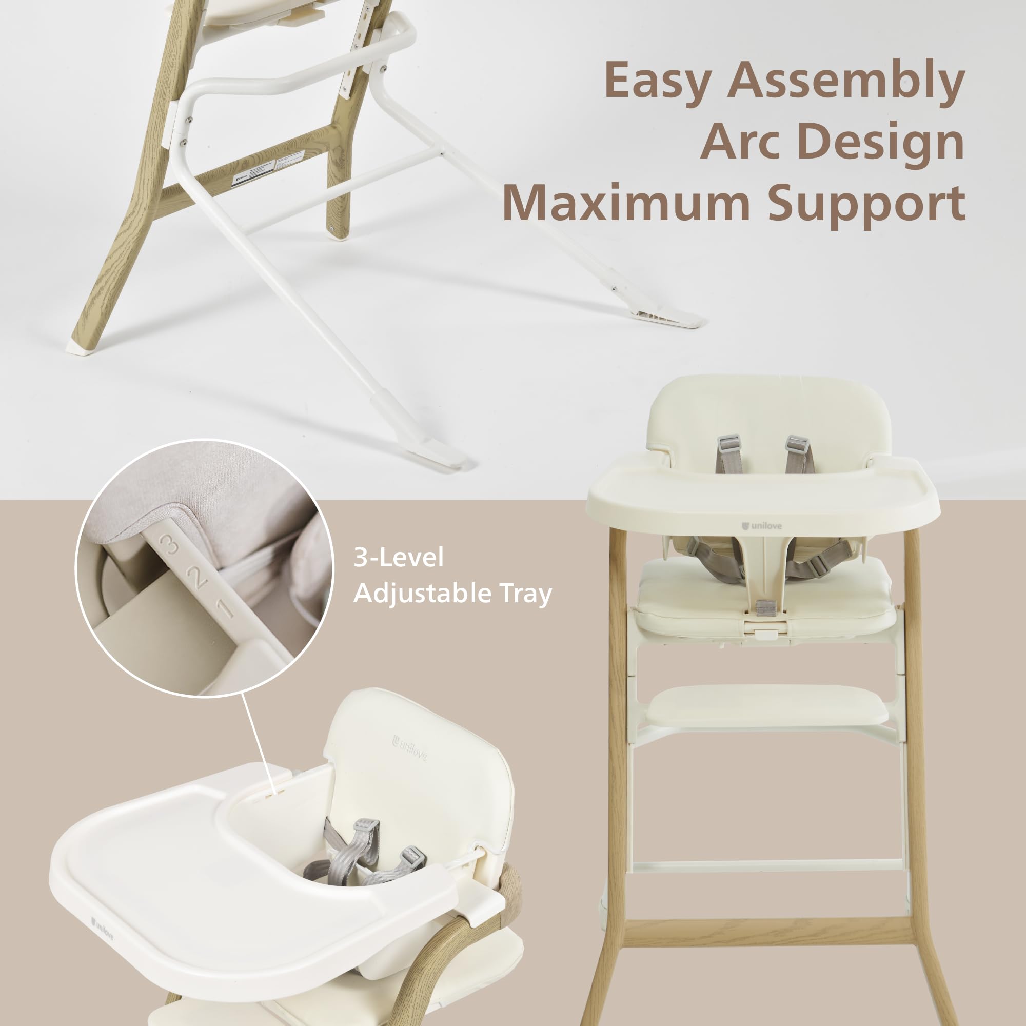 Unilove Grow with Me footrest adjustment for growing kids