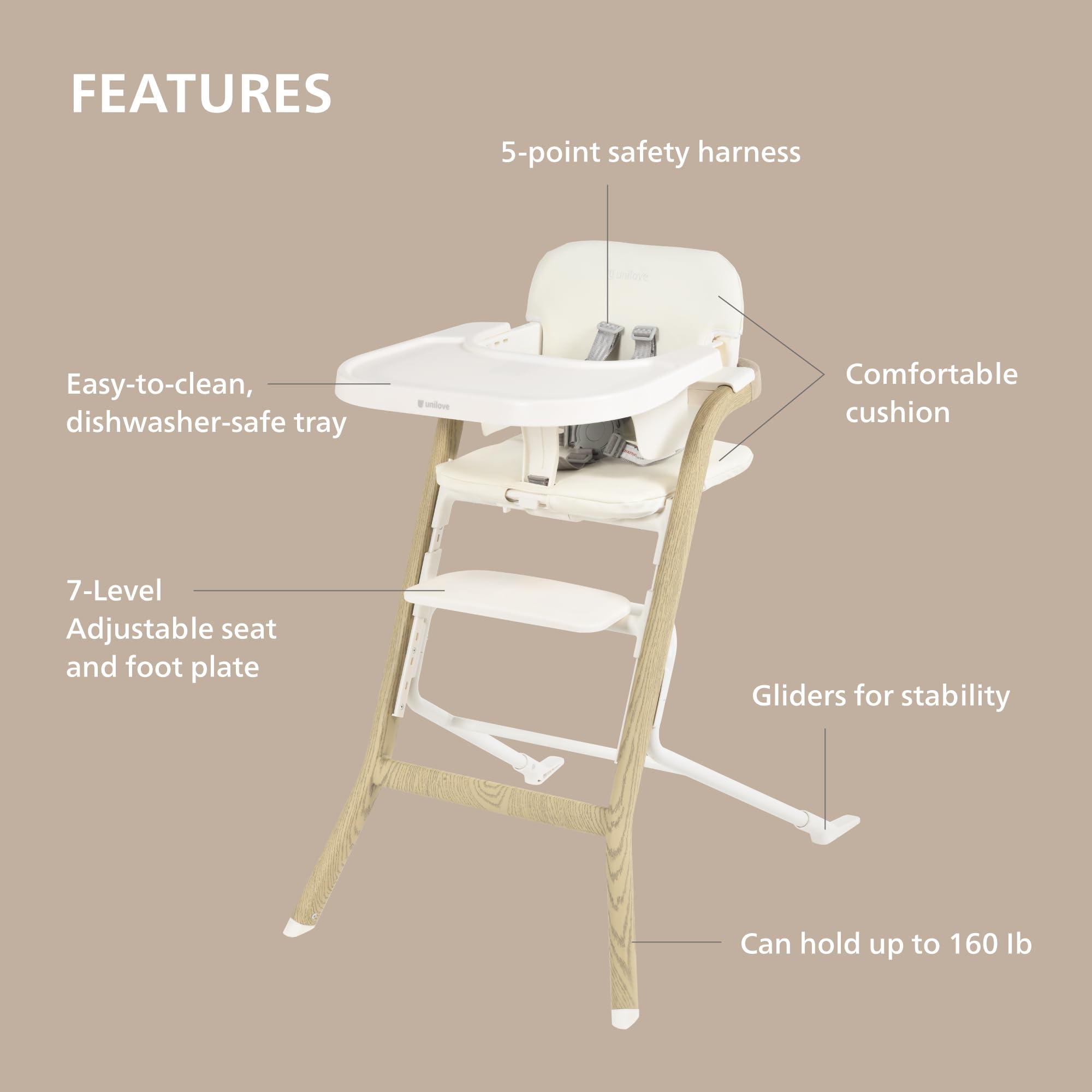 Unilove Grow with Me removable tray for easy table cleaning