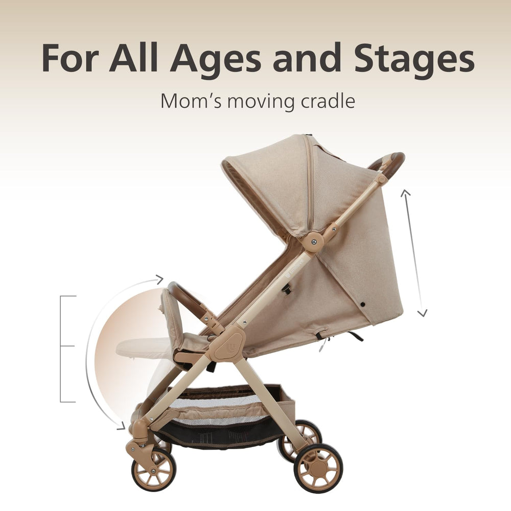 Unilove Pika stroller UV canopy with mesh window for airflow.