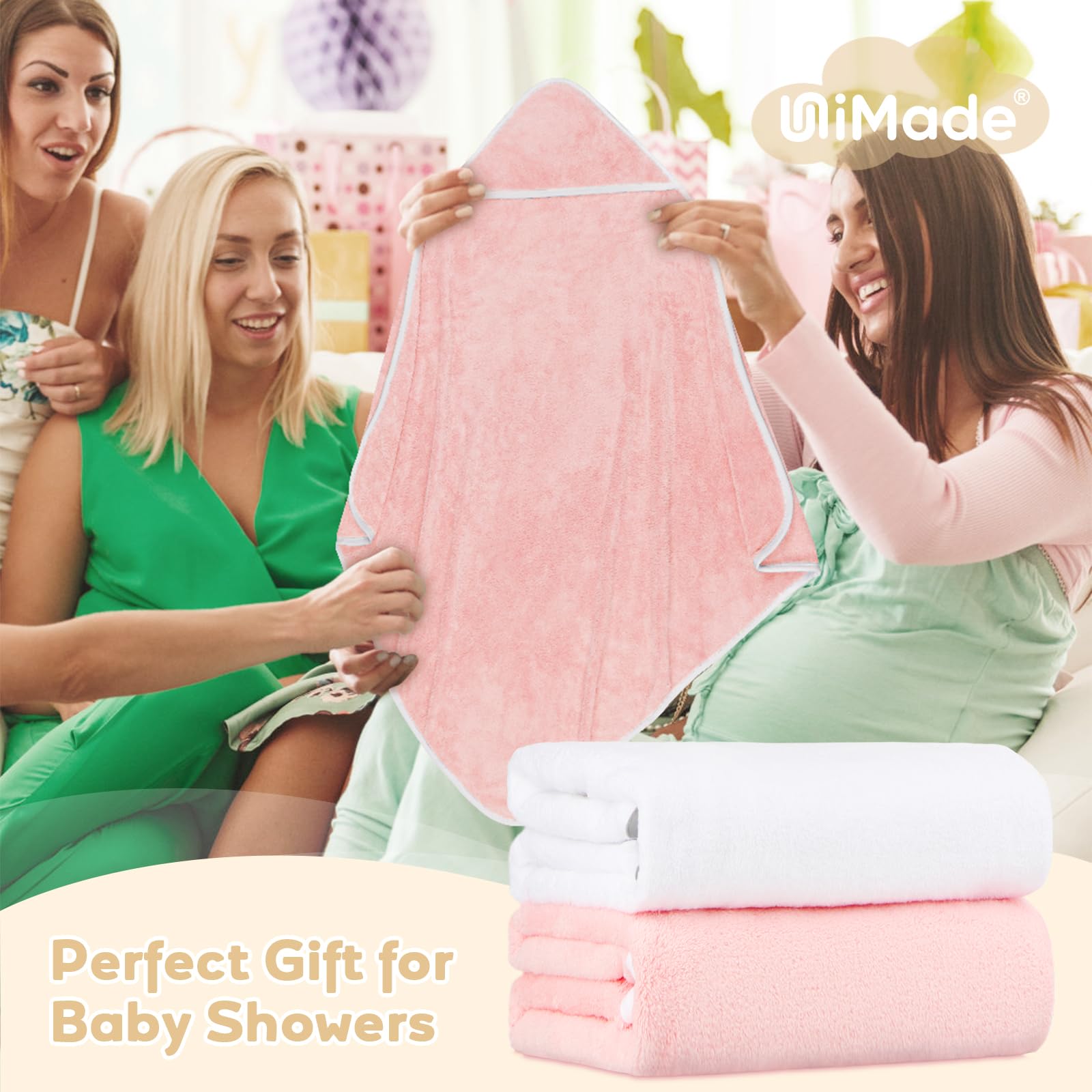 UNIMADE 2-pack gift-ready towel set ideal for baby showers and registries.