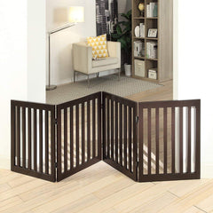Unipaws espresso gate in doorway shows versatile freestanding setup