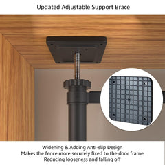 Unipaws gate shows tight bar spacing to prevent small pets from squeezing through.