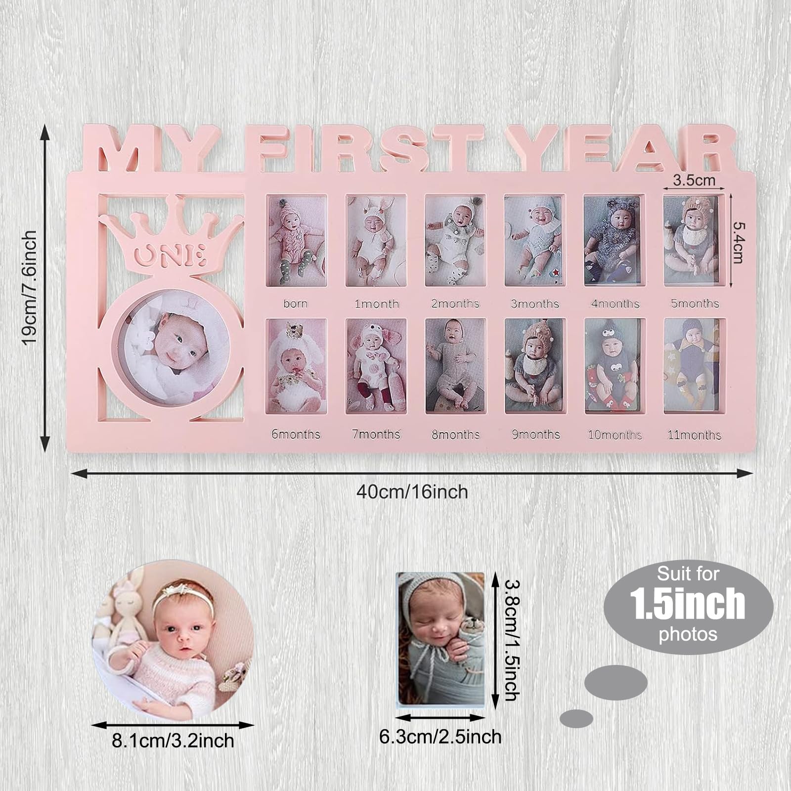 Unittype twelve-month slots frame for visual growth from newborn to year.
