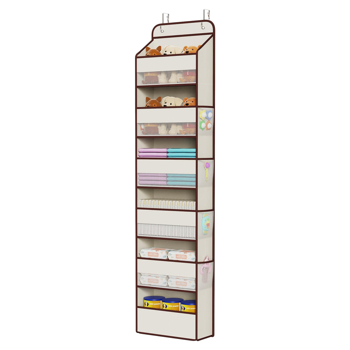 Univivi 6-tier door organizer beige front view showing space-saving design