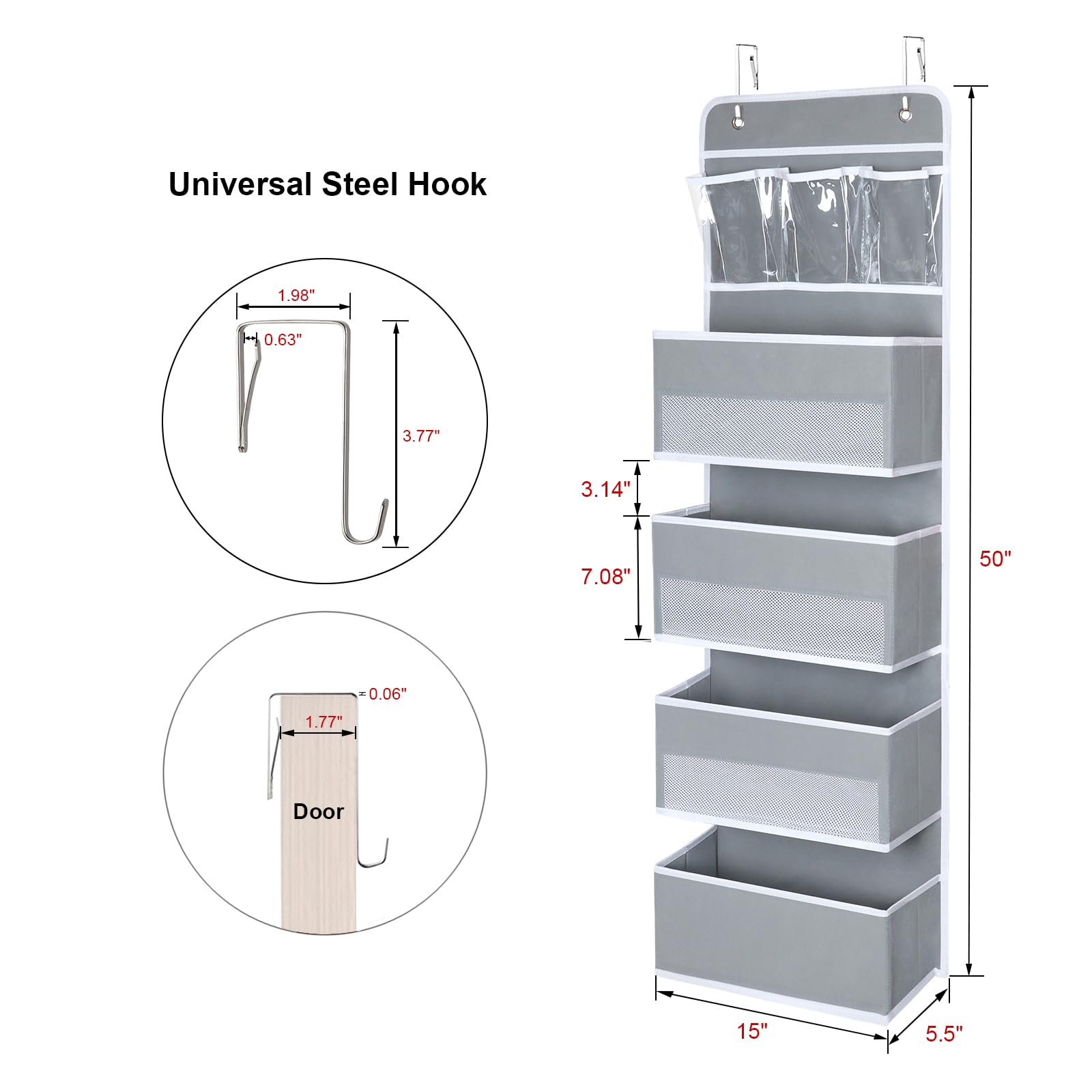 Univivi door hanging organizer baby items neatly organized on nursery door.