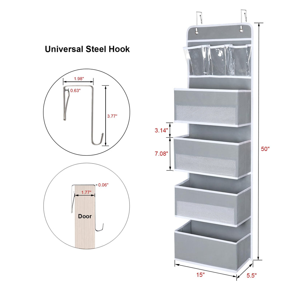 Univivi door hanging organizer baby items neatly organized on nursery door.