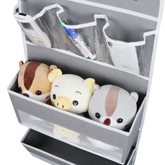 Univivi door hanging organizer grey side view showing sturdy supports and spacious compartments.