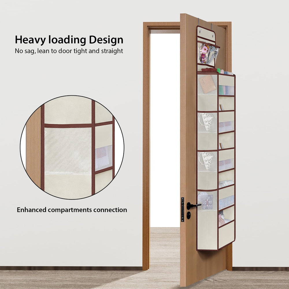 Univivi door organizer beige with two PVC pockets for bottles and small items