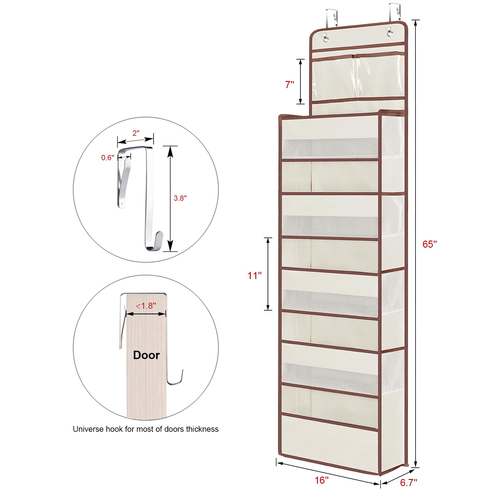 Univivi organizer beige mesh windows for ventilation and quick item visibility