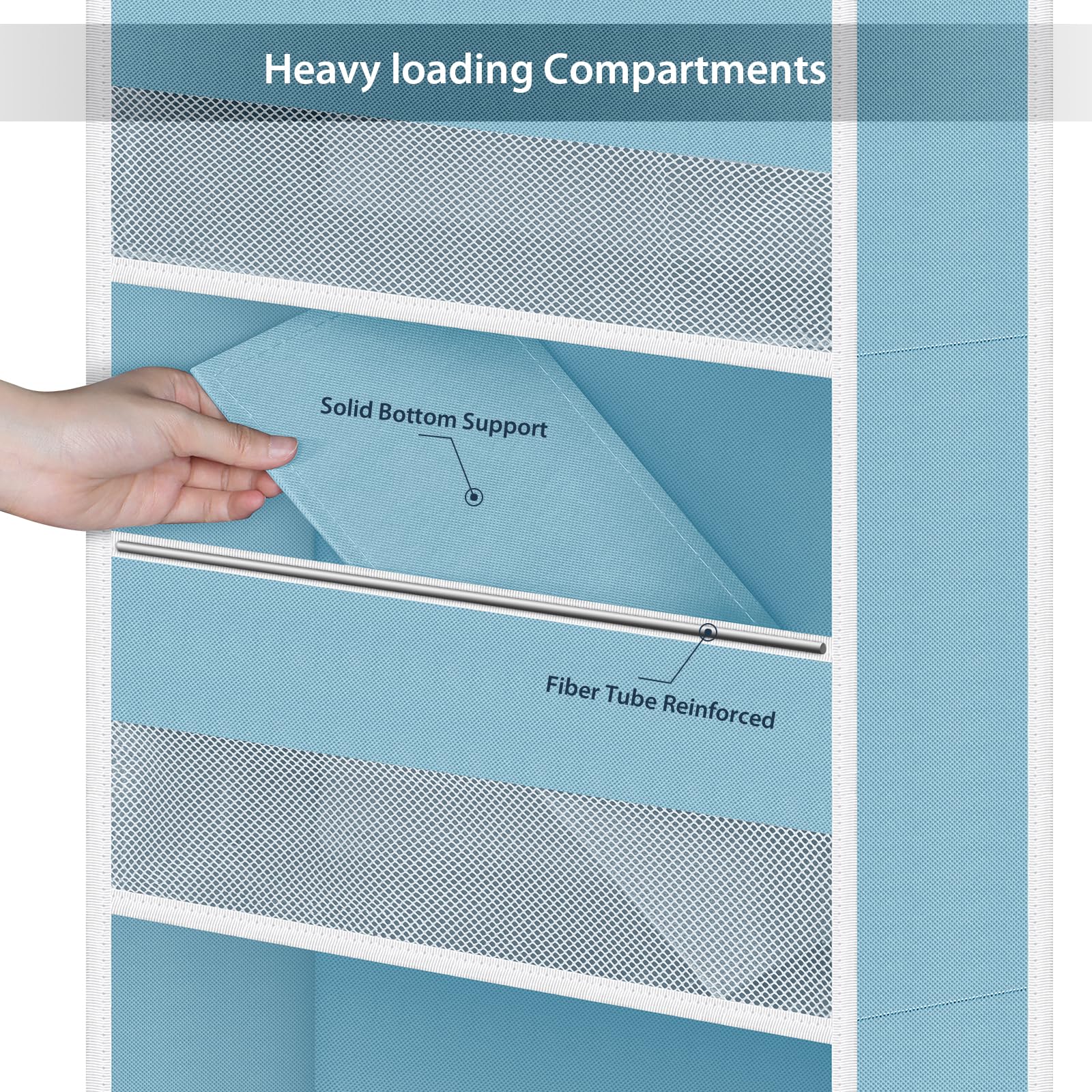 Univivi easy installation blue featuring door hooks for quick, tool-free setup