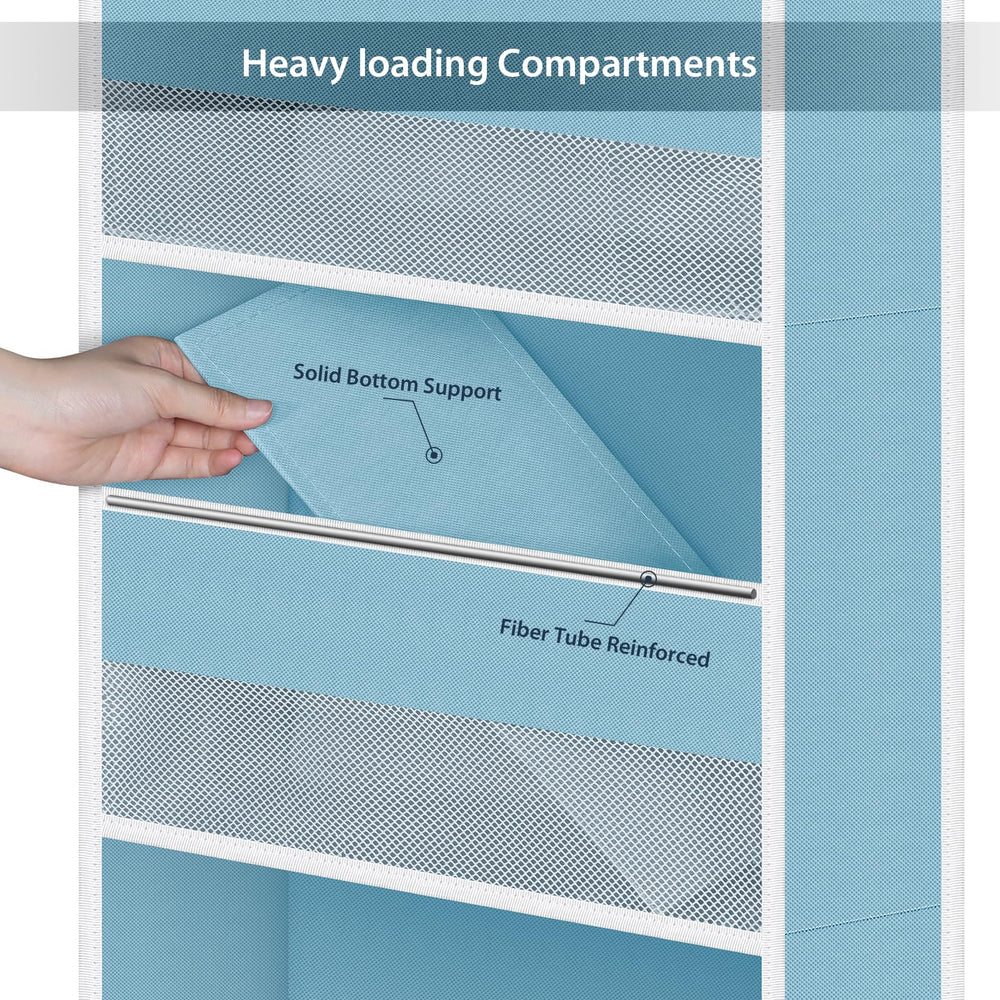 Univivi easy installation blue featuring door hooks for quick, tool-free setup