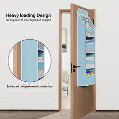 Univivi fabric pocket system blue close-up highlighting large compartments for bottles and lotions