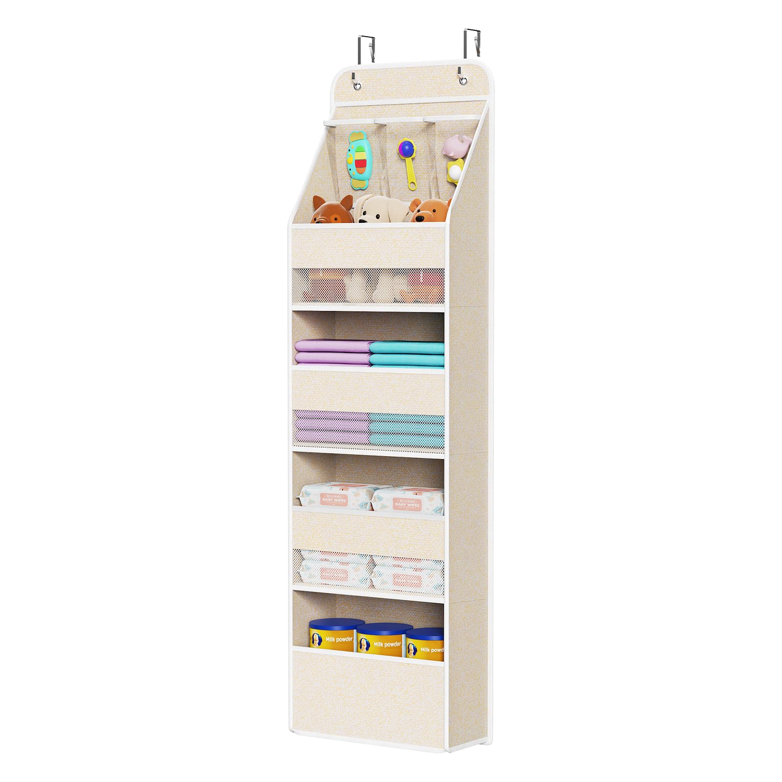 Univivi over door organizer beige full view showing generous shelf space