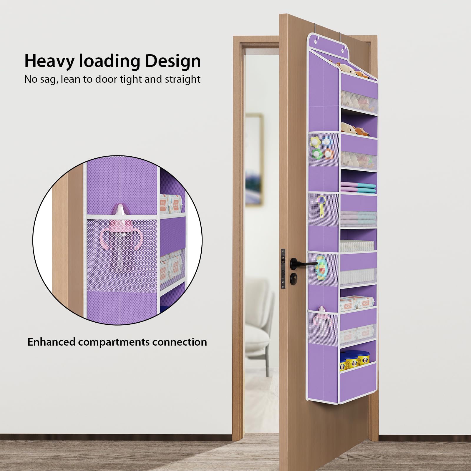 Univivi door organizer side view highlighting slim profile and door hanging setup