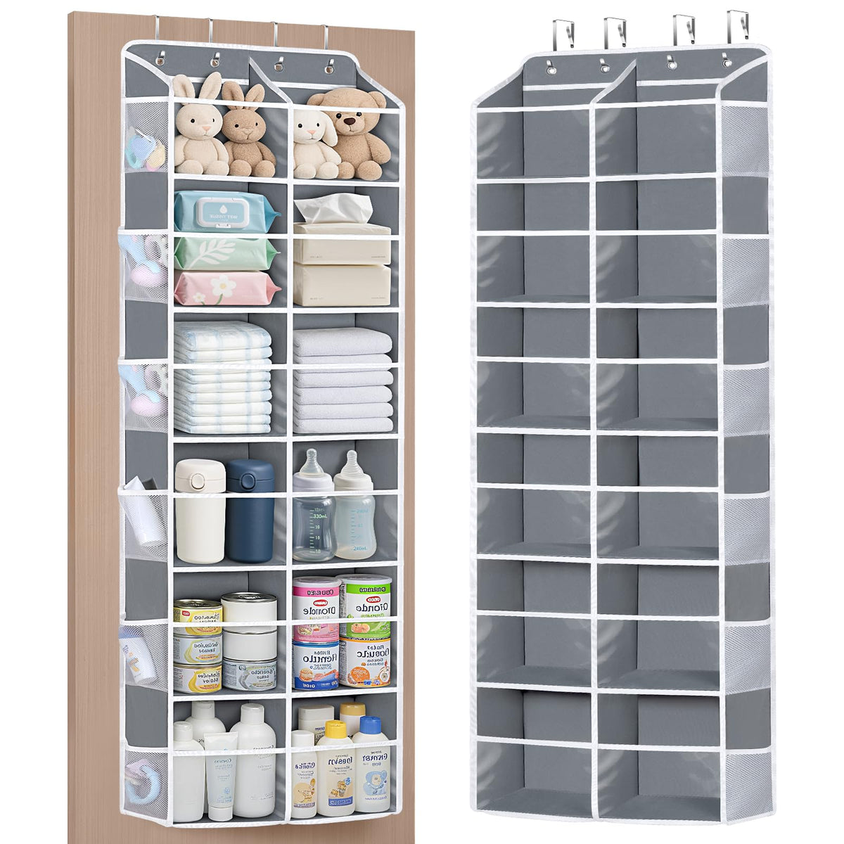 Univivi over-the-door organizer front view shows spacious six-tier design for decluttering
