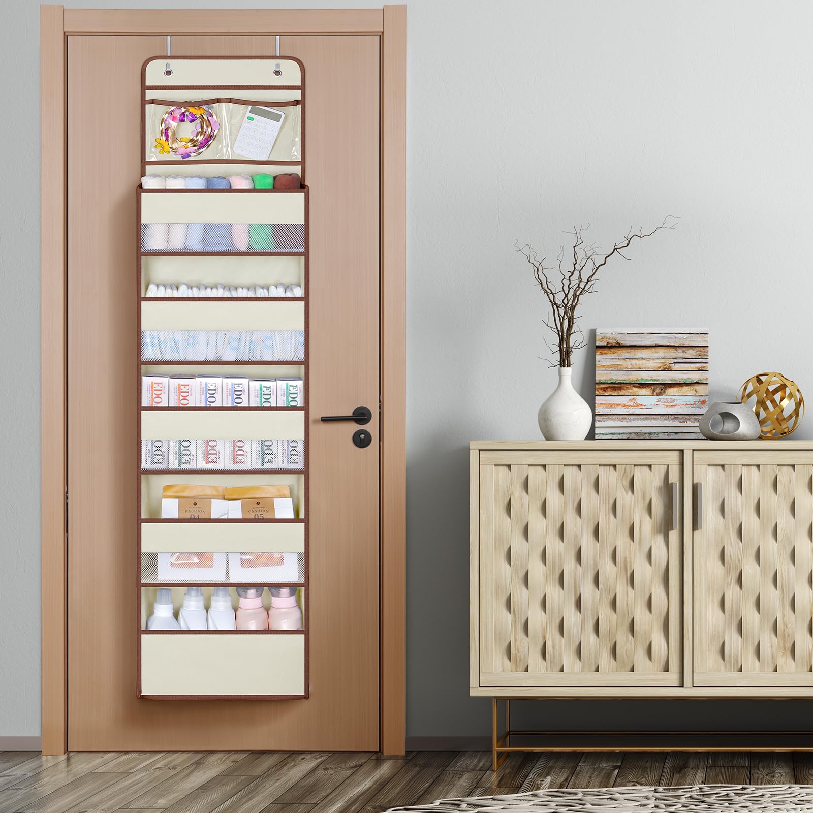 Univivi beige storage organizer blends with decor while keeping essentials organized