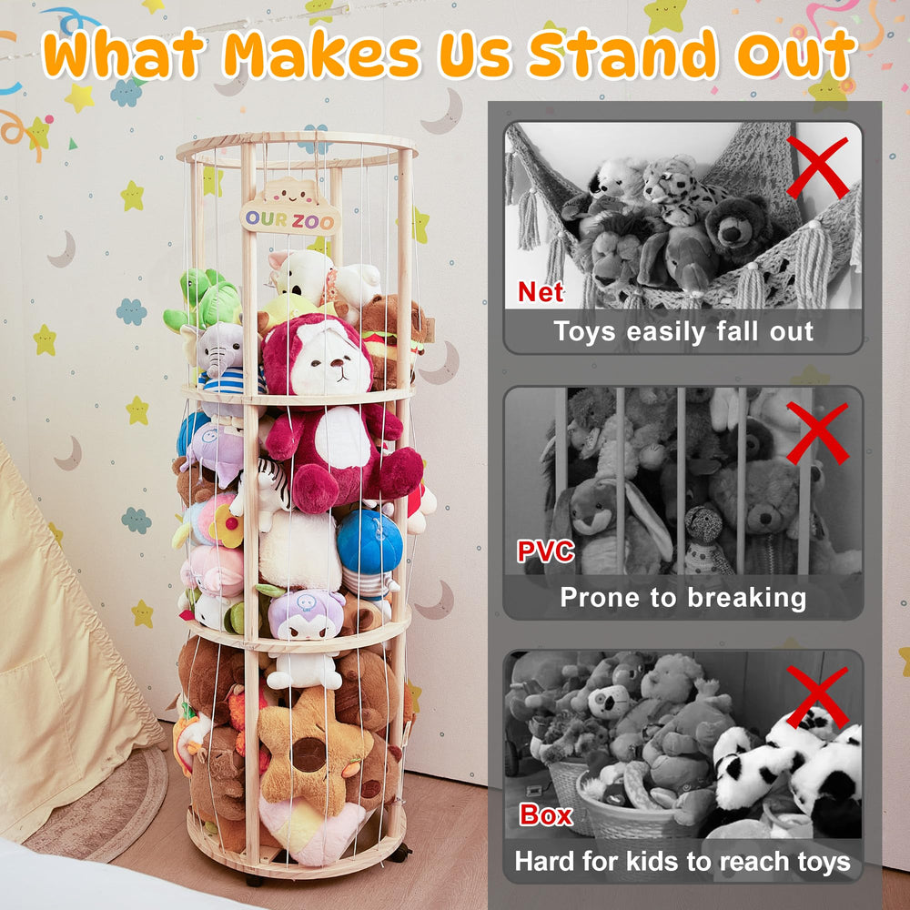 Unlumm elastic cords keep plush toys accessible and neatly organized.