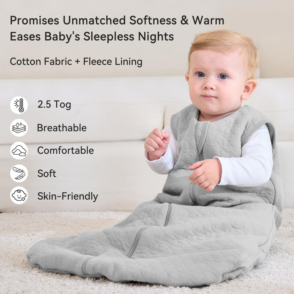 Unnivoll sleep sack soft cotton fabric ideal for delicate skin.