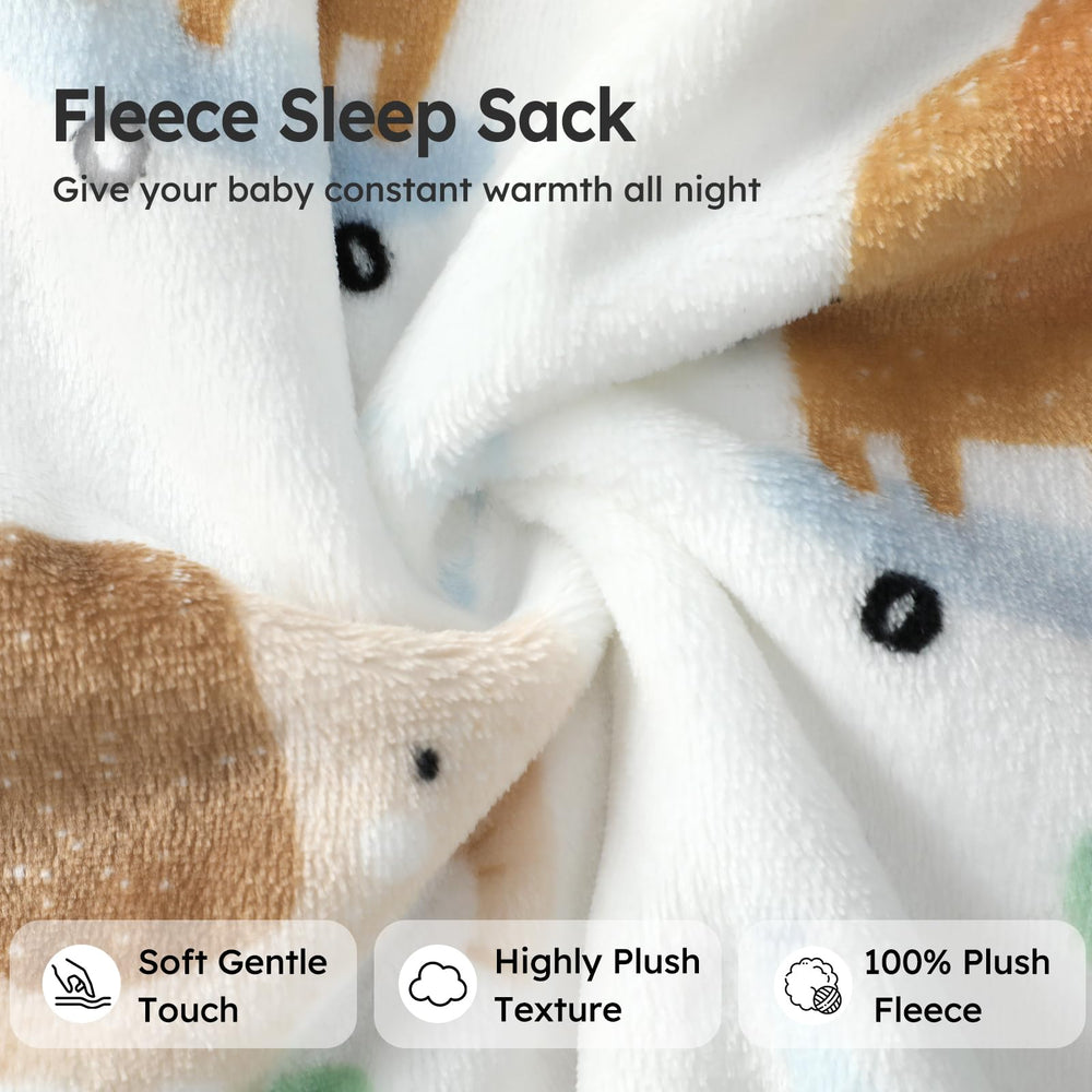 Unnivoll fleece sleep sack worn by baby shows warm, secure comfort