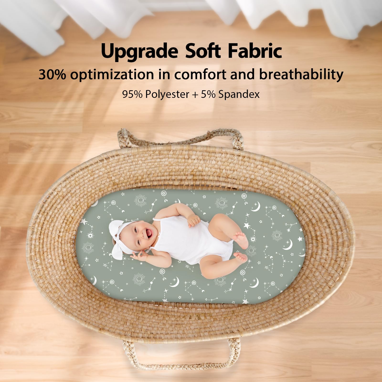 Unnivoll 4-way elastic edge sheets stay in place during naps and movement.