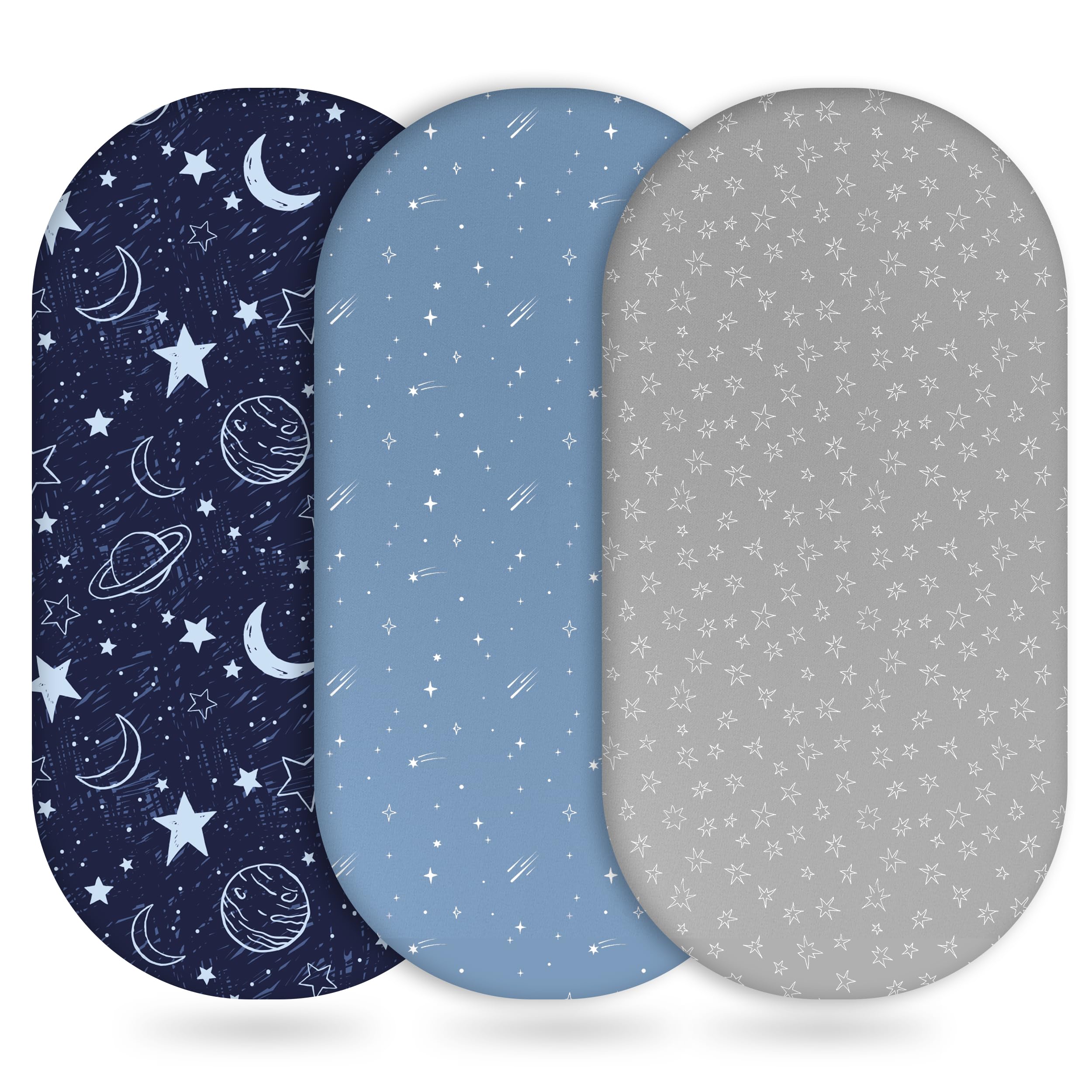 Unnivoll bassinet sheets blue gray planet pack1 — ultra-soft microfiber for gentle baby comfort