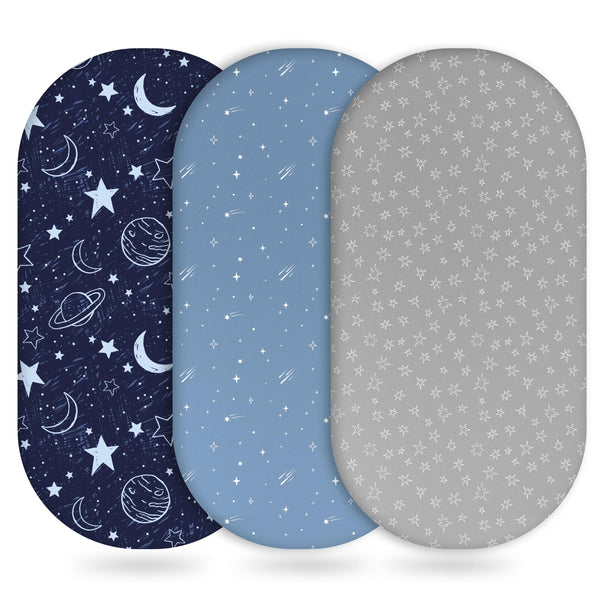 Unnivoll bassinet sheets blue gray planet pack1 — ultra-soft microfiber for gentle baby comfort