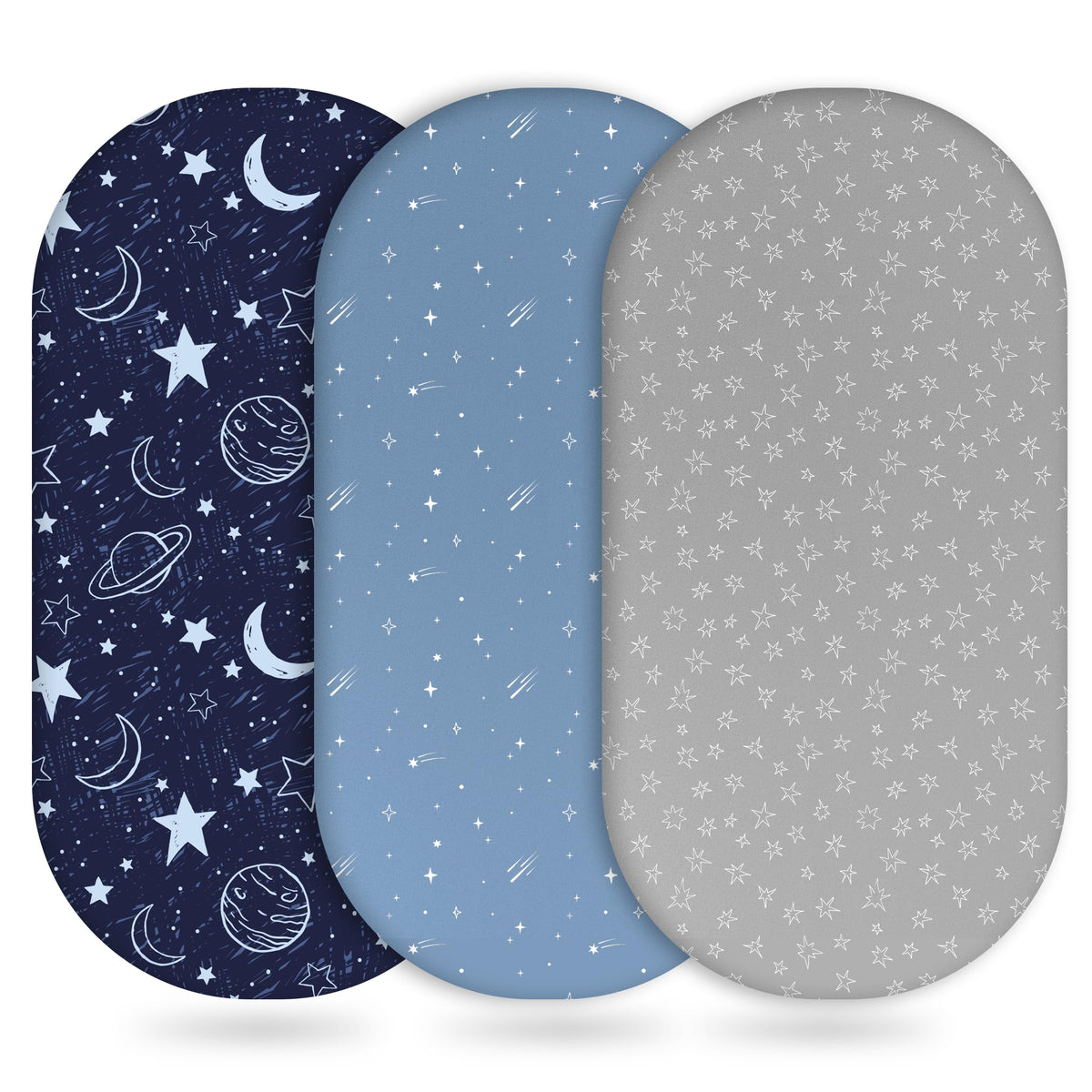Unnivoll bassinet sheets blue gray planet pack1 — ultra-soft microfiber for gentle baby comfort