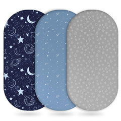 Unnivoll bassinet sheets blue gray planet pack1 — ultra-soft microfiber for gentle baby comfort