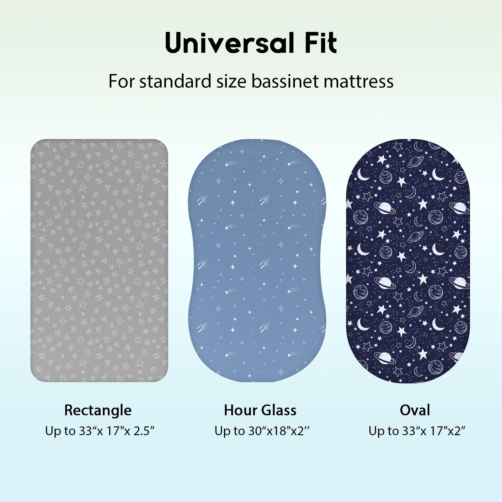 Unnivoll bassinet sheets blue gray planet pack3 — durable, machine-washable for busy parents