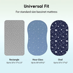 Unnivoll bassinet sheets blue gray planet pack3 — durable, machine-washable for busy parents
