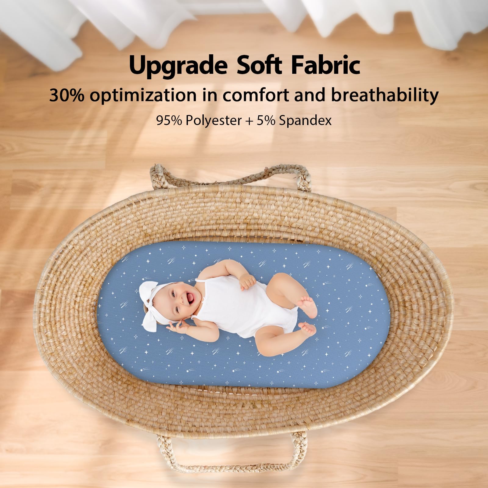 Unnivoll bassinet sheets universal fit rectangle — snug 32x16 with a 5-inch pocket