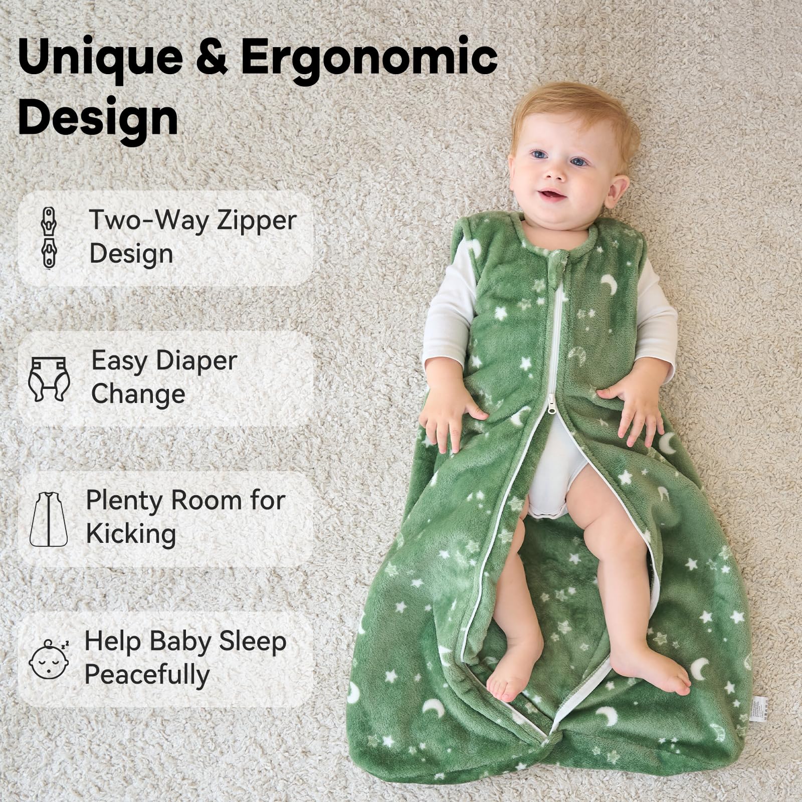 Unnivoll CPS-certified sleep sack for a safe sleep environment.