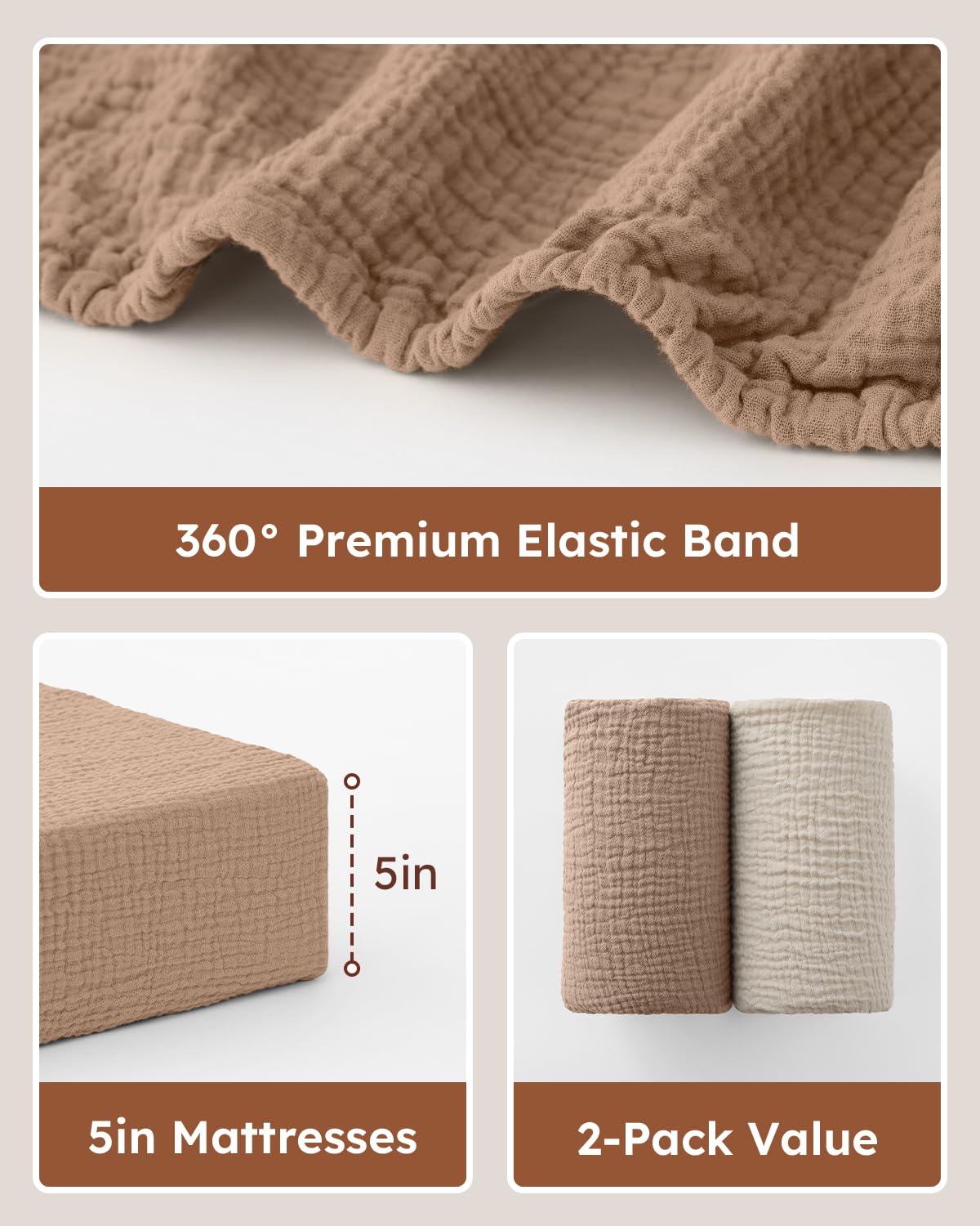 Unnivoll easy-care muslin sheet resists fading and shrinking after washes.