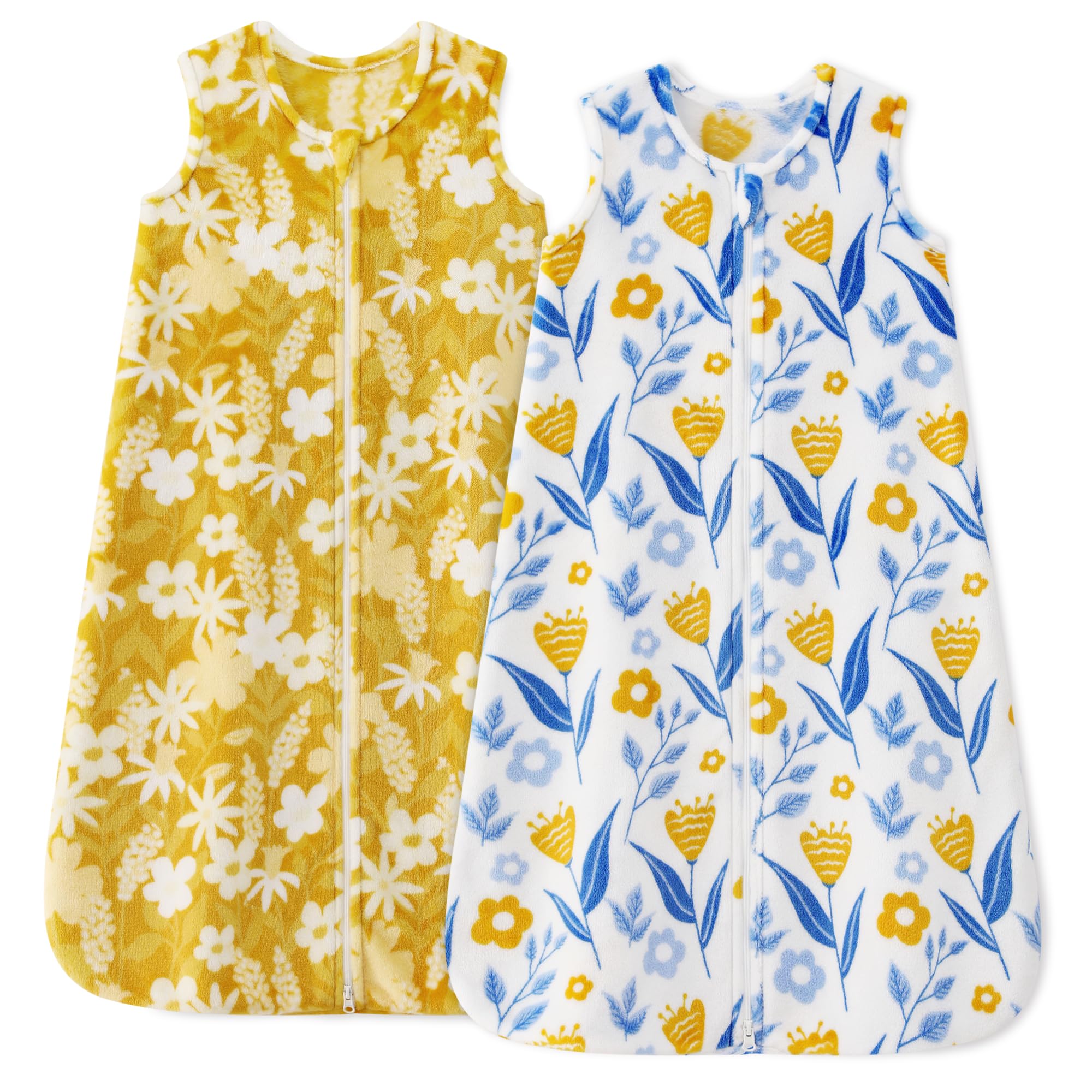 Unnivoll fleece sleep sack 18-24 months in yellow flower print offers cozy warmth for naps and nights
