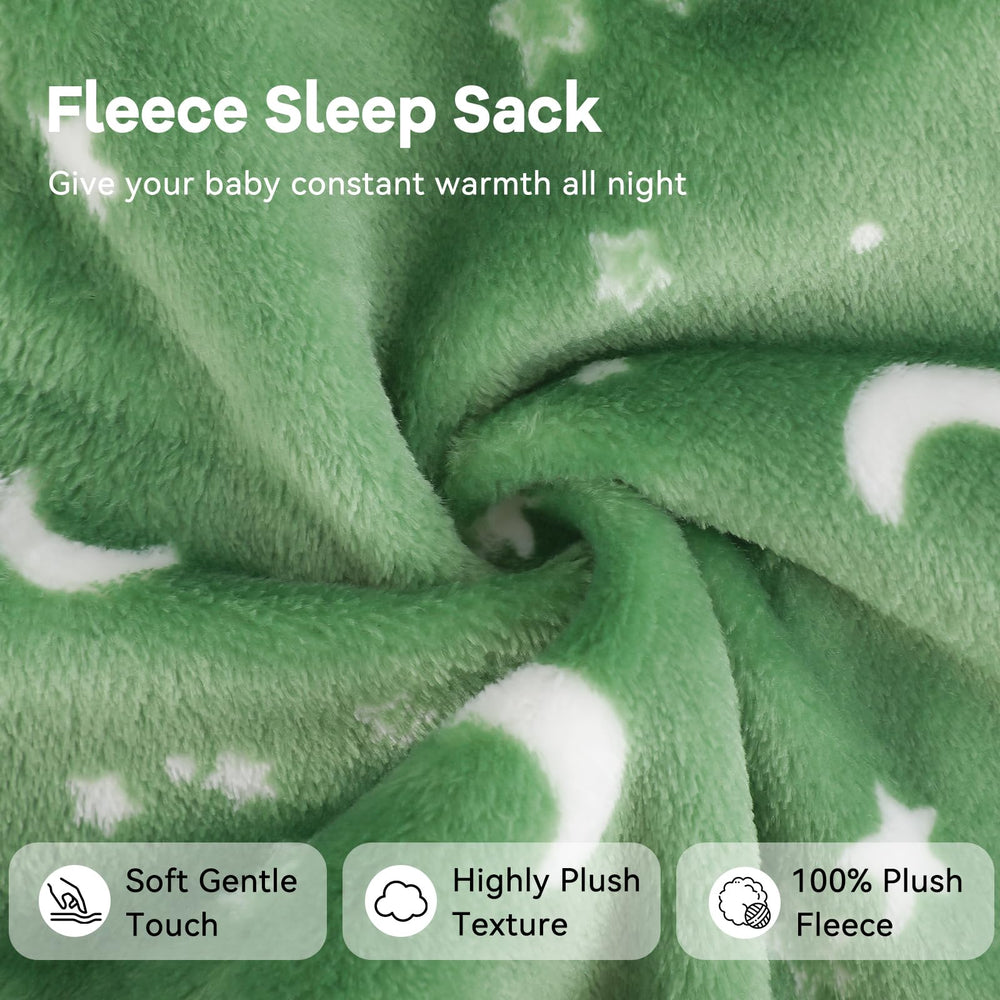 Unnivoll fleece sleep sack care image emphasizes machine washable convenience.