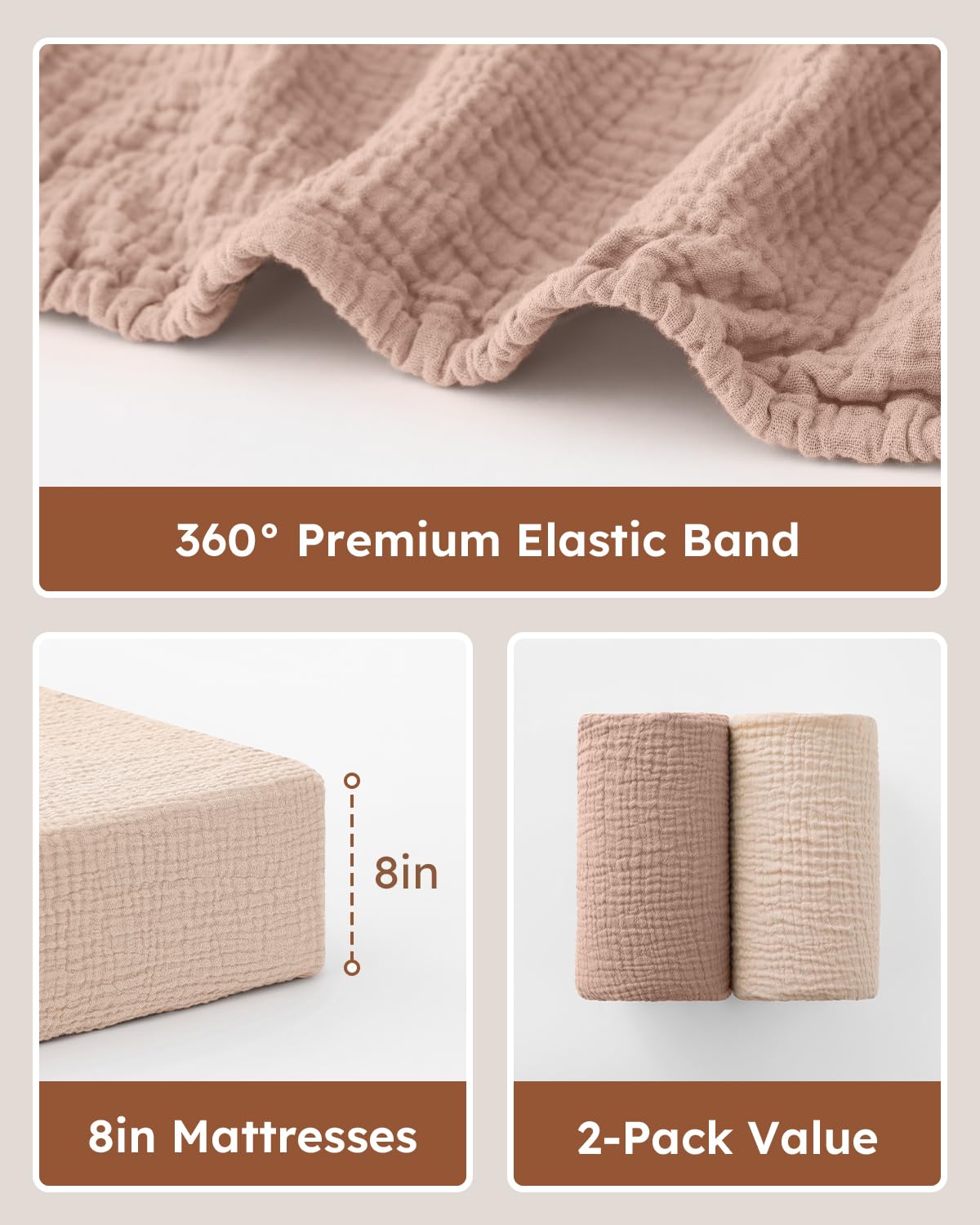 Unnivoll muslin crib sheet soft breathable cotton gentle on skin.