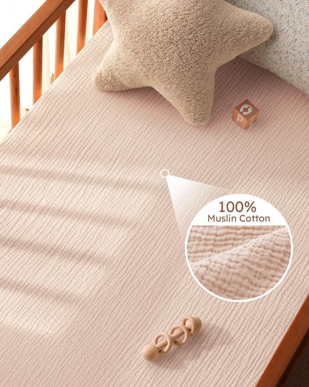 Unnivoll muslin crib sheet standard crib fit 28x52x8-inch.