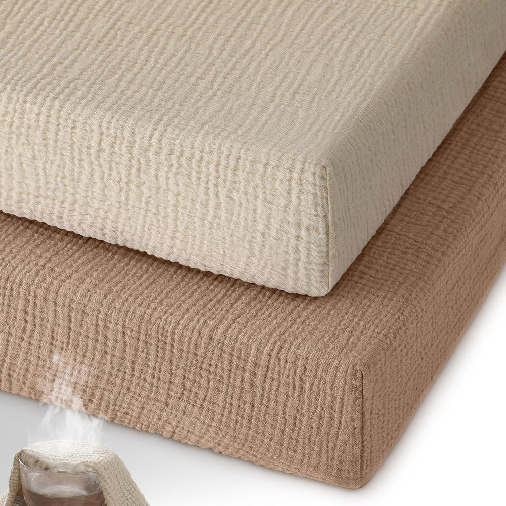Unnivoll muslin pack-and-play sheet with a 38 by 26 inch pocket for a snug fit.