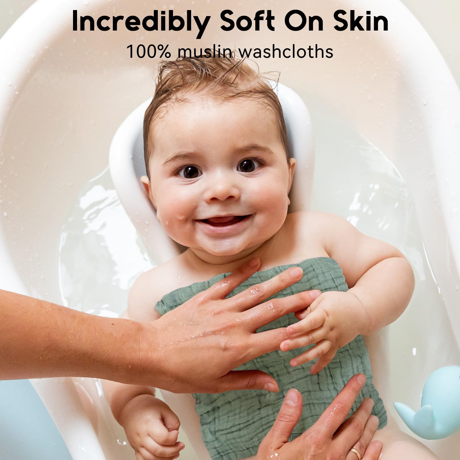 Unnivoll six-layer muslin washcloths provide strong absorbency for quick cleanups.