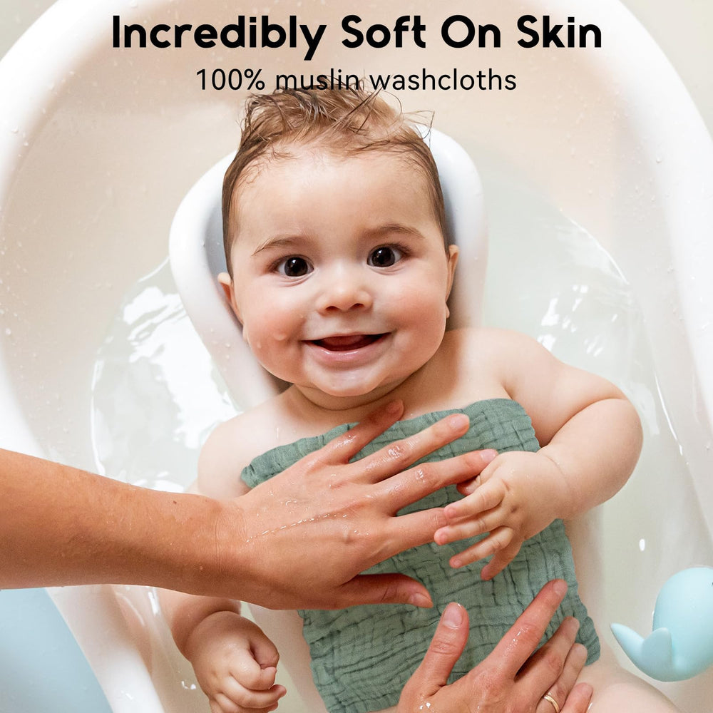 Unnivoll six-layer muslin washcloths provide strong absorbency for quick cleanups.