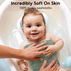 Unnivoll six-layer muslin washcloths provide strong absorbency for quick cleanups.