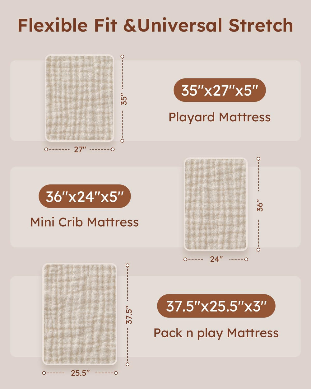 Unnivoll pack-n-play sheet fits different mattresses for versatile use.