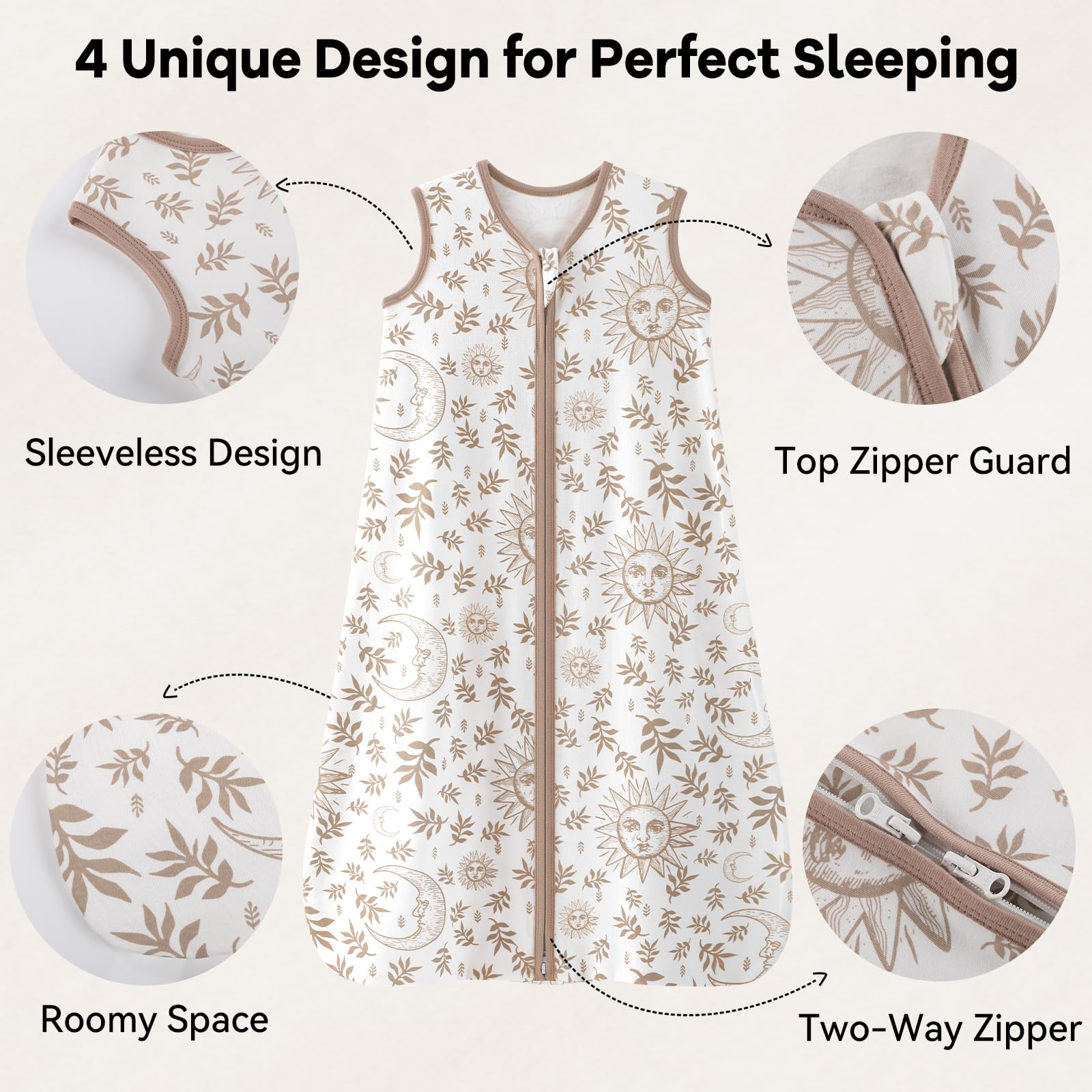 Unnivoll sleep sack 0-5tog fabric shows lightweight warmth for nurseries