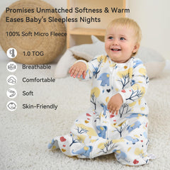 Unnivoll sleep sack long sleeves close-up showing ultra-soft microfleece surface.