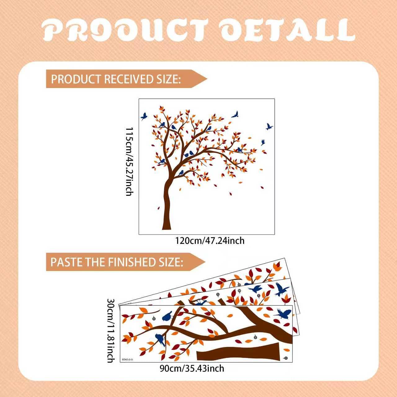 Unonede autumn birds and floating leaves decal adds playful nursery decor